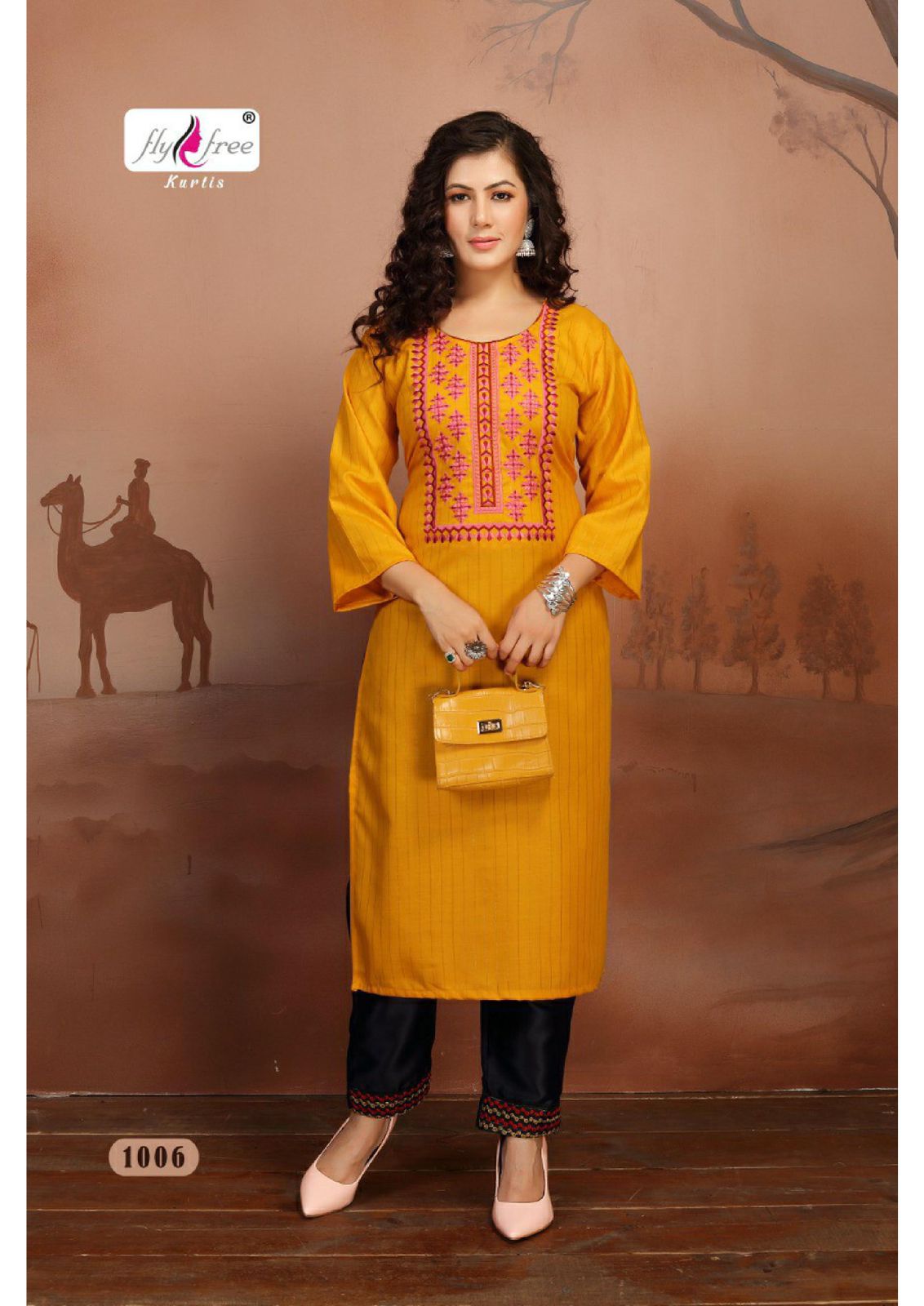 Fly Free Navratan Ethnic Wear Embroidery Work Kurti With Bottom Collection